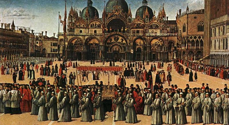 BELLINI, Gentile Procession in Piazza S. Marco China oil painting art